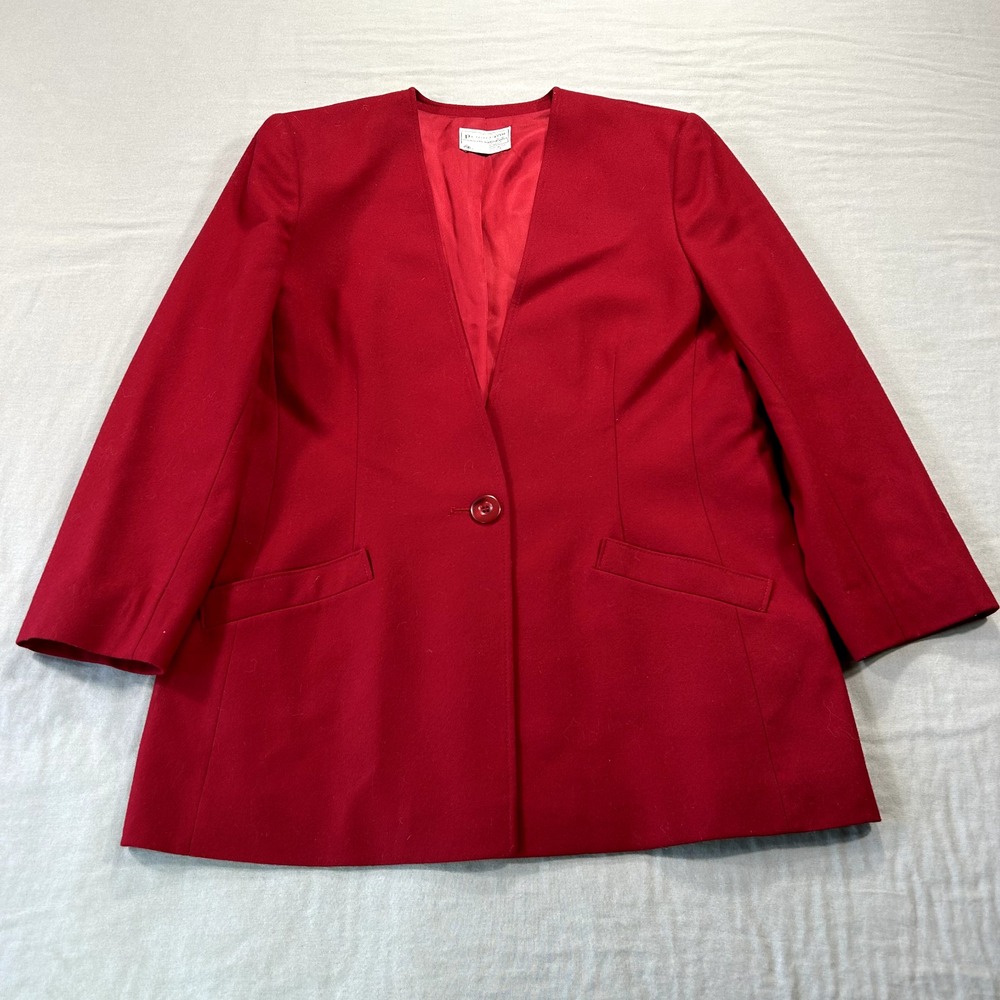 VINTAGE Pendleton Blazer Womens 16 Red Virgin Wool Coat Academia USA Ladies‎ *